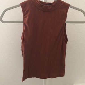 burnt orange mock neck tank top